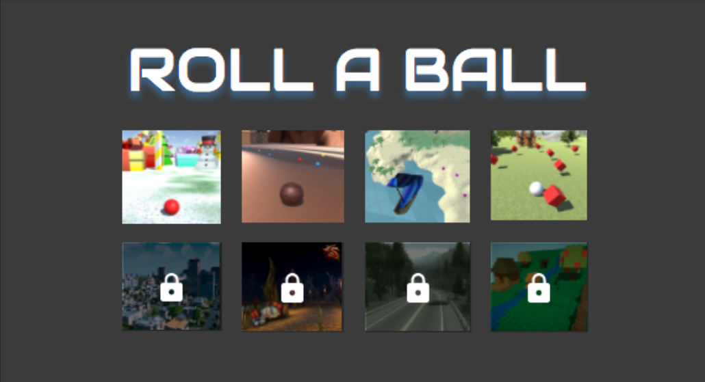 Game scenes of 'Roll-a-ball'.