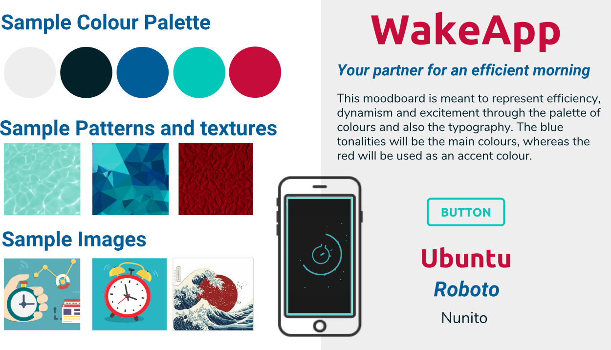 Refined moodboard for WakeApp