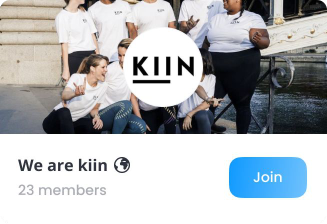 A community card: cover photo, the group logo, its name and member count, and a join button