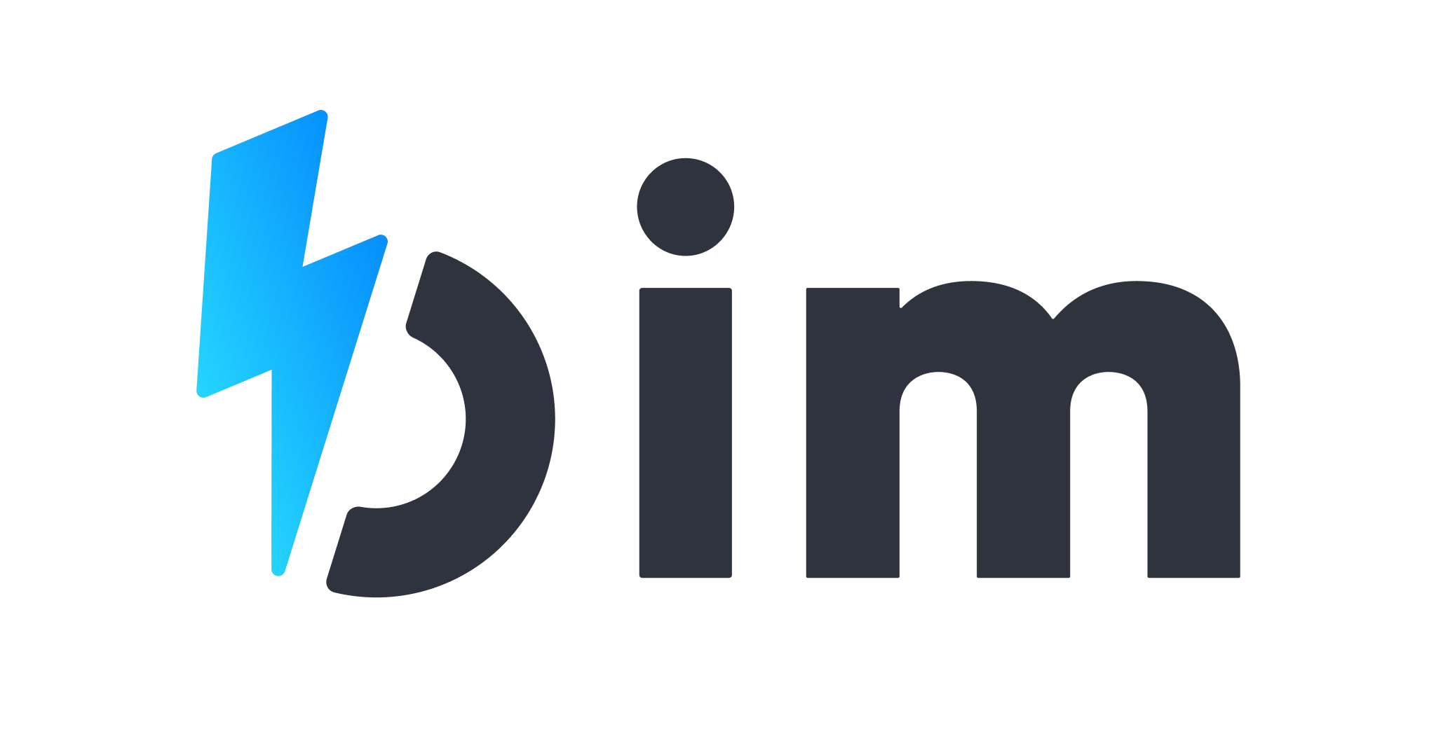 The bim logo in its dark version: a blue lightning bolt forming the b, with im in charcoal