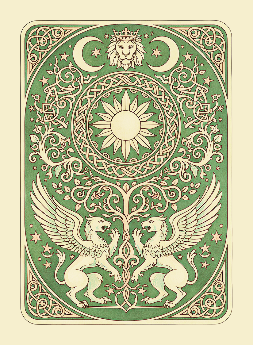 Green tarot card back