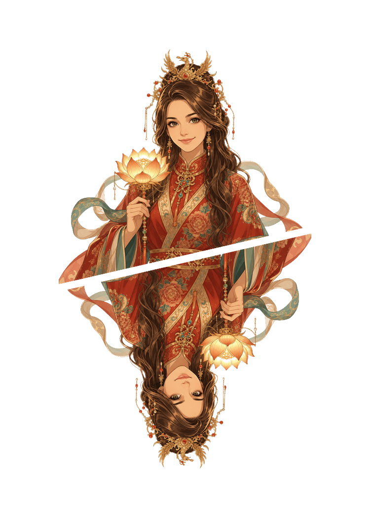Asian art queen card in full ratio