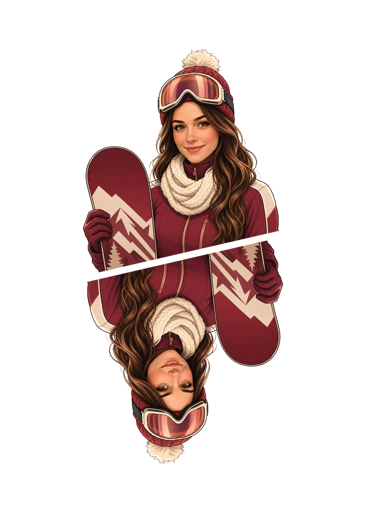 Ski queen card in full ratio