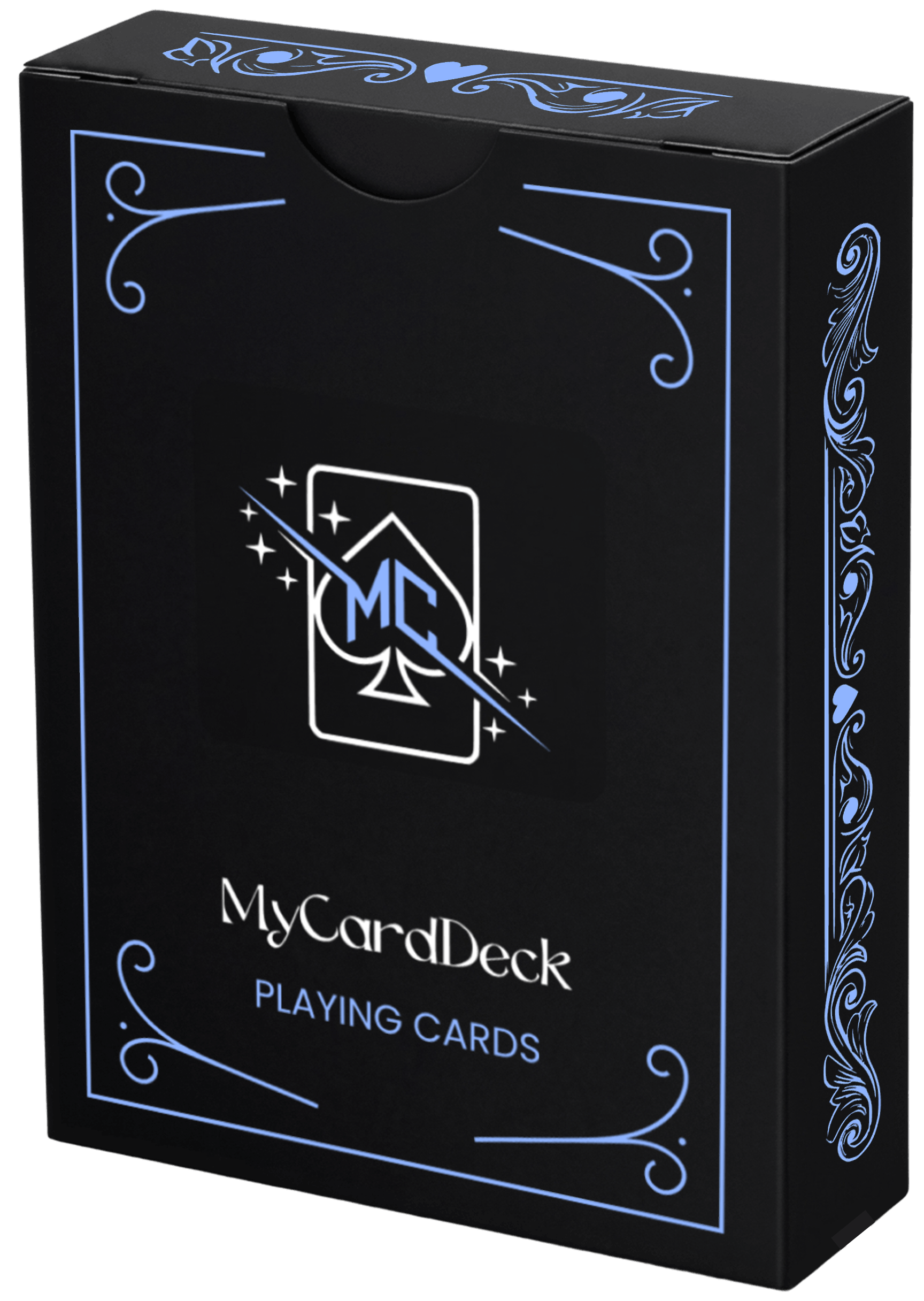 Black MyCardDeck playing card tuck box mockup