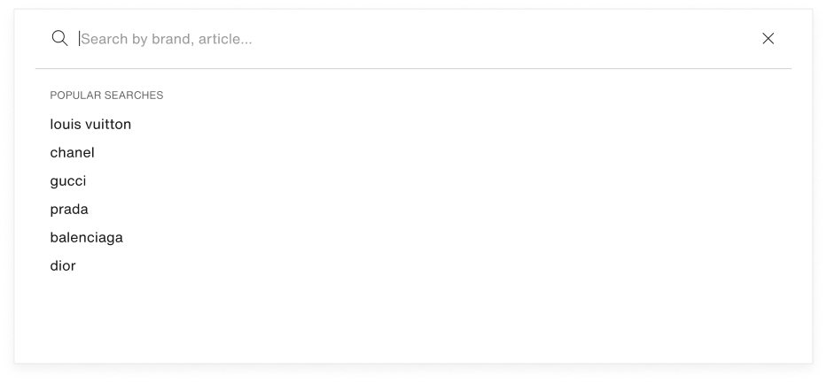 The web search bar before: only recent searches listed underneath